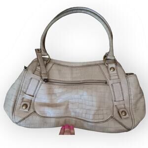 Perlina Handbag shoulder bag top handle bag , crock trim leather.